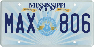 MS license plate MAX806