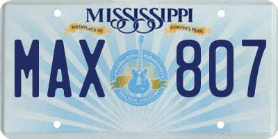 MS license plate MAX807