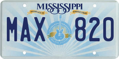 MS license plate MAX820