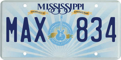 MS license plate MAX834