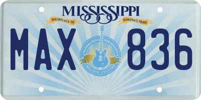 MS license plate MAX836