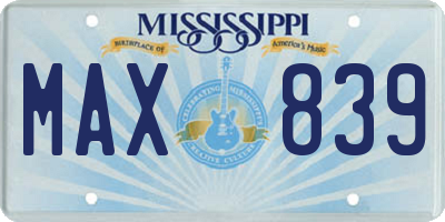 MS license plate MAX839