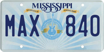 MS license plate MAX840