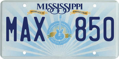 MS license plate MAX850