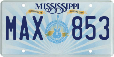 MS license plate MAX853