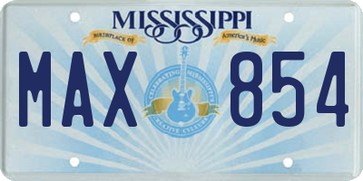 MS license plate MAX854