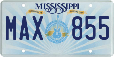 MS license plate MAX855