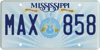 MS license plate MAX858