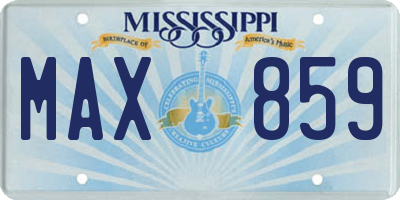 MS license plate MAX859