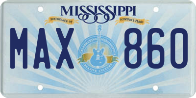 MS license plate MAX860