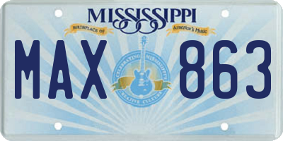 MS license plate MAX863
