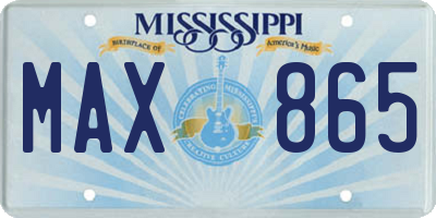 MS license plate MAX865