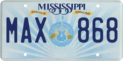 MS license plate MAX868