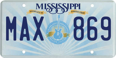 MS license plate MAX869