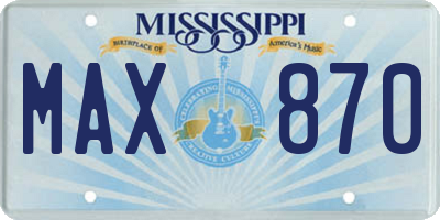 MS license plate MAX870