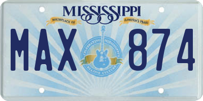 MS license plate MAX874