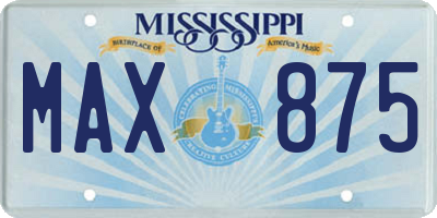 MS license plate MAX875