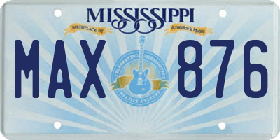 MS license plate MAX876
