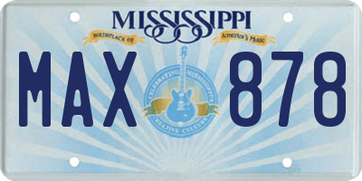 MS license plate MAX878