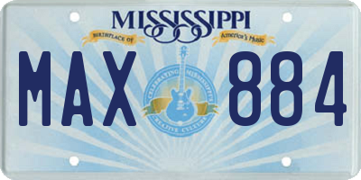MS license plate MAX884