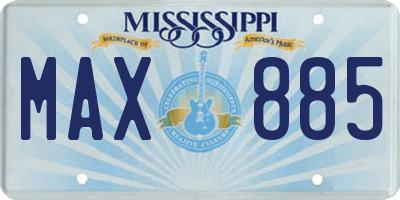 MS license plate MAX885
