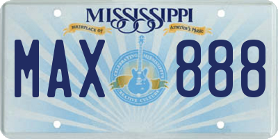 MS license plate MAX888