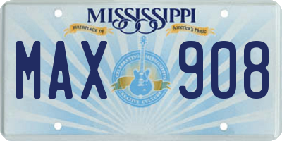MS license plate MAX908