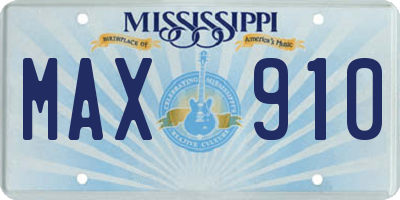 MS license plate MAX910