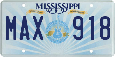 MS license plate MAX918