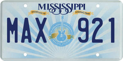 MS license plate MAX921