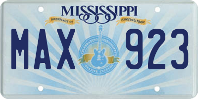 MS license plate MAX923