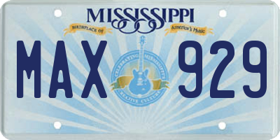 MS license plate MAX929