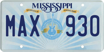 MS license plate MAX930