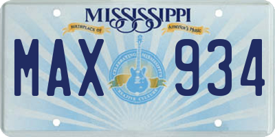 MS license plate MAX934