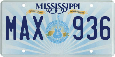 MS license plate MAX936