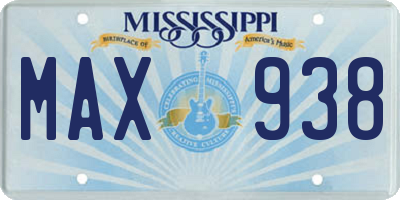MS license plate MAX938