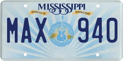 MS license plate MAX940