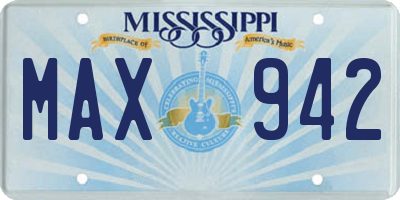 MS license plate MAX942