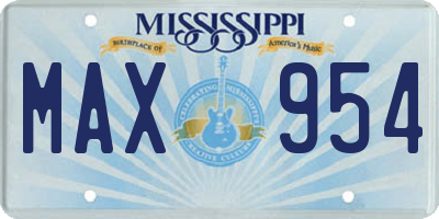 MS license plate MAX954