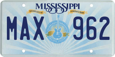 MS license plate MAX962