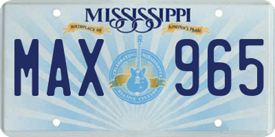 MS license plate MAX965