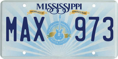 MS license plate MAX973