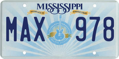 MS license plate MAX978