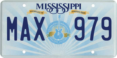 MS license plate MAX979