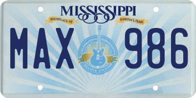 MS license plate MAX986