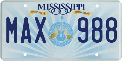 MS license plate MAX988