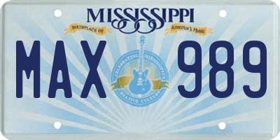 MS license plate MAX989
