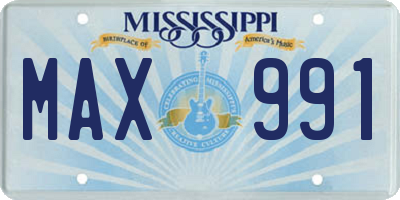 MS license plate MAX991