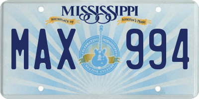 MS license plate MAX994