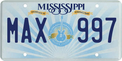 MS license plate MAX997